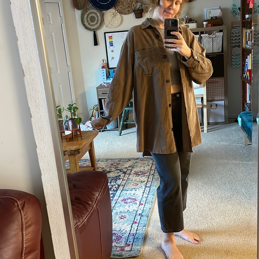 Gilded Intent Taupe Corduroy Shacket